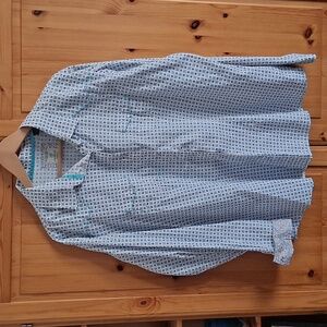 Panhandle While Blue Cotton Western Pearl Snap Printed Button Down Shirt XXL